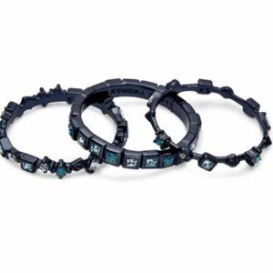 KARIS NAVY GUNMETAL STACKABLE RING SET IN INDIGO MIX, SIZE 5